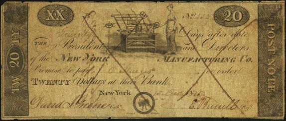 New York Manufacturing Company Obsolete $20