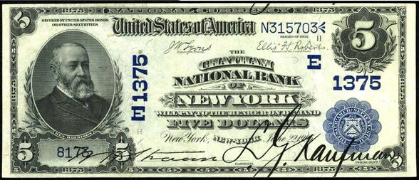 1902 Date Back $5 bank note