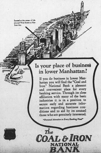 A 1923 advertisement for the Coal and Iron National Bank