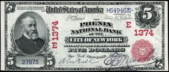 1902 Red Seal $5 bank note