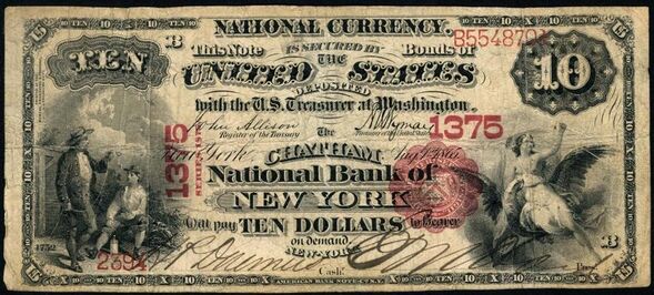 Series of 1875 $10 bank note