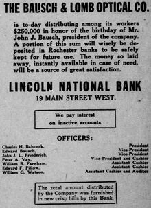 Bausch & Lomb Company announcement