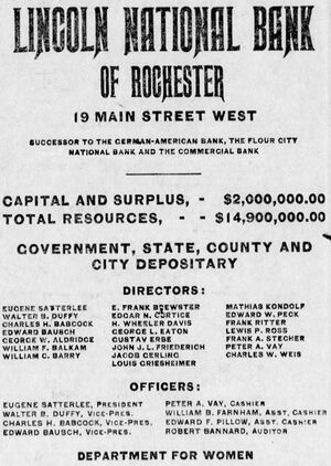 Advertisement from 1909 for the Lincoln National Bank