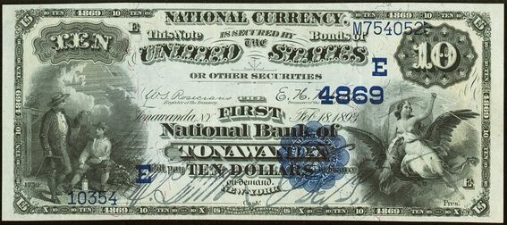 1882 Date Back $10 bank note