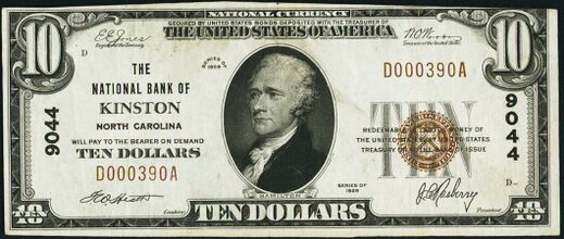 1929 Type 1 $10 bank note