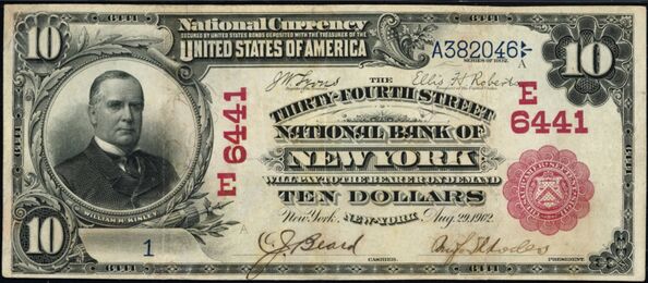 1902 Red Seal $10 bank note