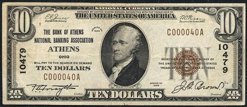 1929 Type 1 $10 bank note