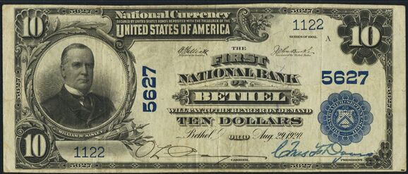 1902 Plain Back $10 bank note
