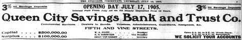 Queen City Savings Bank and Trust Company ad