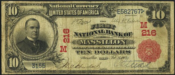 1902 Red Seal $10 bank note