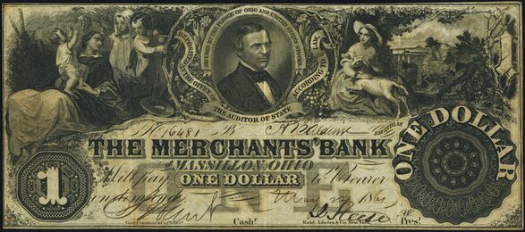 The Merchants' Bank of Massillon, Ohio, obsolete $1