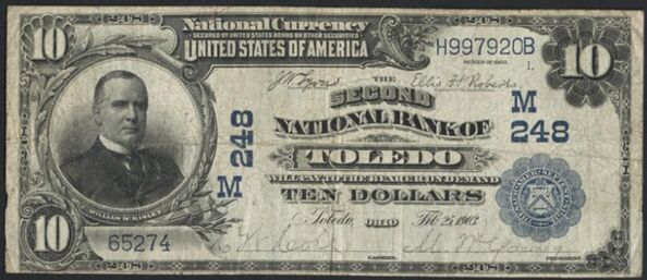 1902 Date Back $10 bank note