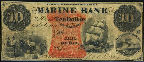 The Marine Bank Obsolete $10 bank note