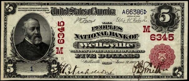 1902 Red Seal $5 bank note