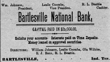 Advertisement for the Bartlesville National Bank