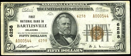 1929 Type 2 $50 bank note