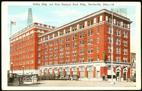 Postcard of the Phillips Building and the First National Bank building