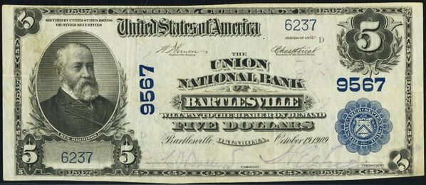 1902 Plain Back $5 bank note