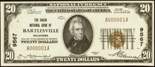 1929 Type 1 $20 bank note