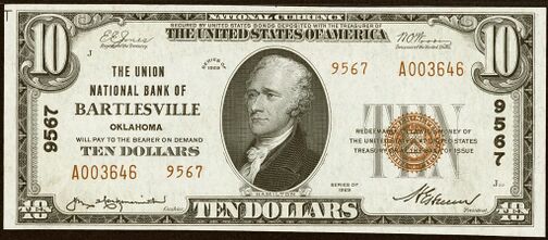 1929 Type 2 $10 bank note