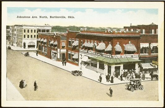 Postcard with view of the Union National Bank of Bartlesville