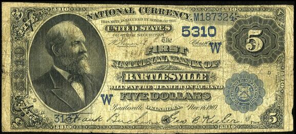 1882 Date Back $5 bank note