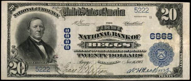 1902 Plain Back $20 bank note