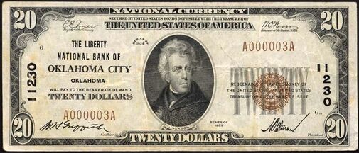 1929 Type 1 $20 bank note