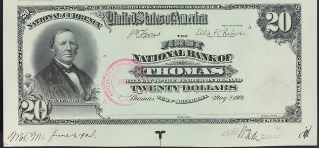 1902 Plain Back $20 proof territorial