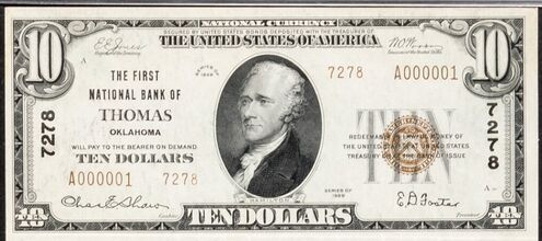 1929 Type 2 $10 bank note