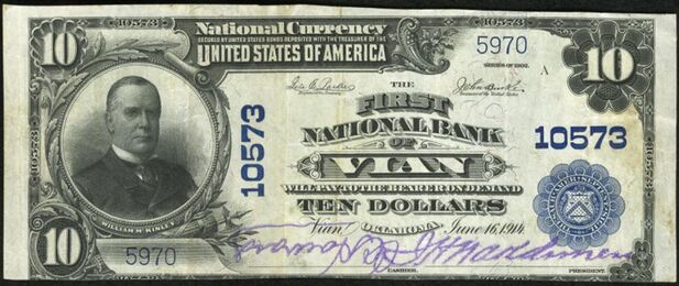 1902 Plain Back $10 bank note error