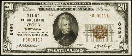 1929 Type 1 $20 bank note