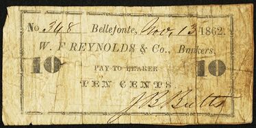 W.F. Reynolds & Co. of Bellefonte, PA, 10C scrip