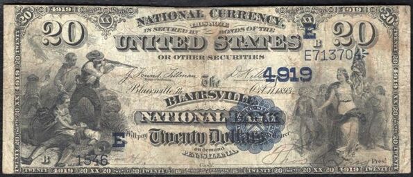 1882 Date Back $20 bank note