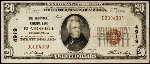 1929 Type 1 $20 bank note