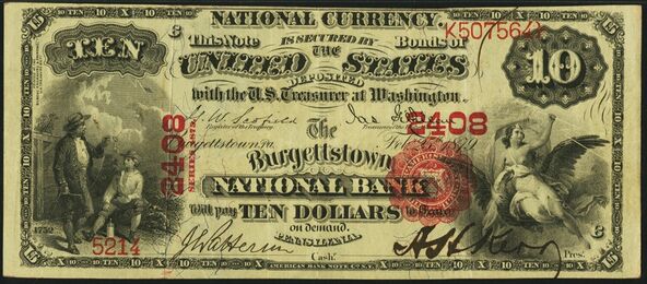 Series of 1875 $10 bank note