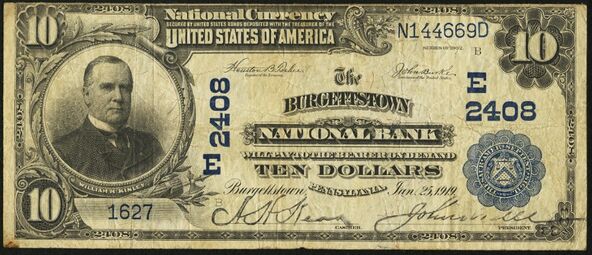 1902 Plain Back $10 bank note