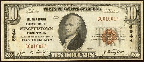 1929 Type 1 $10 bank note