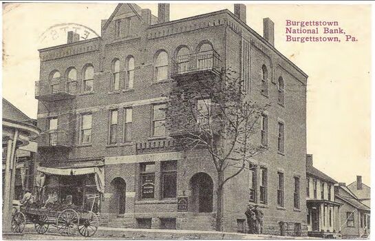 Postcard of the Burgettstown National Bank.