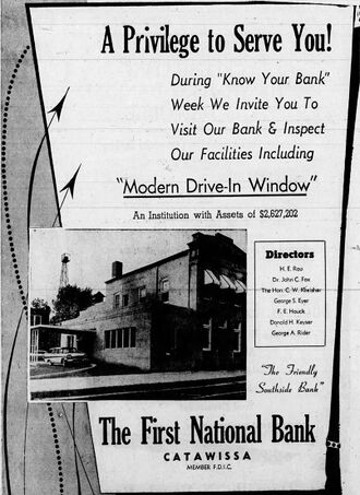 Advertisement for the First National Bank of Catawissa