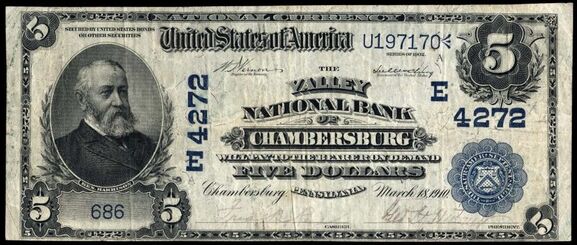 1902 Date Back $5 bank note