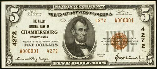 1929 Type 2 $5 bank note