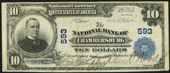 1902 Plain Back $10 bank note