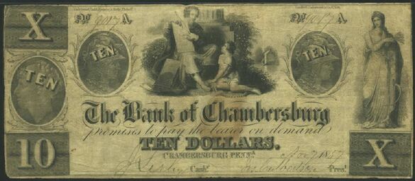 The Bank of Chambersburg Obsolete $10