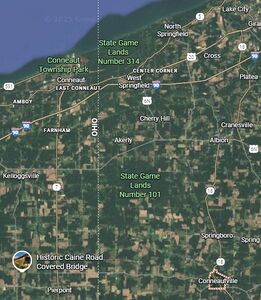 Map showing Conneautville, Pennsylvania