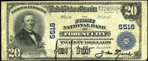1902 Plain Back $20 bank note