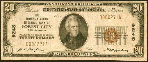 1929 Type 1 $20 bank note