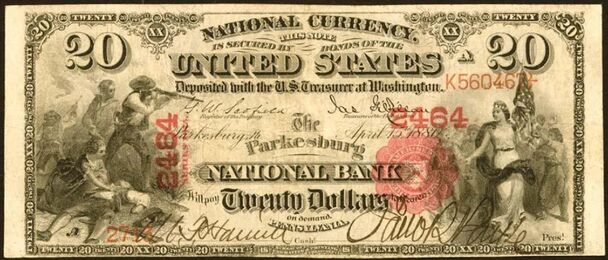 Series of 1875 $20 bank note
