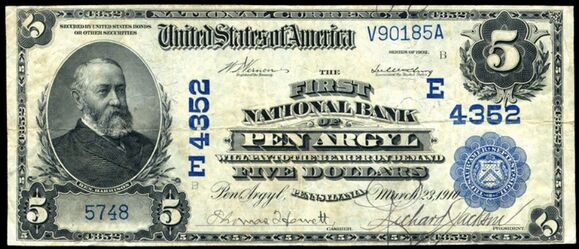 1902 Date Back $5 bank note