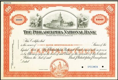 Philadelphia National Bank specimen stock certificate